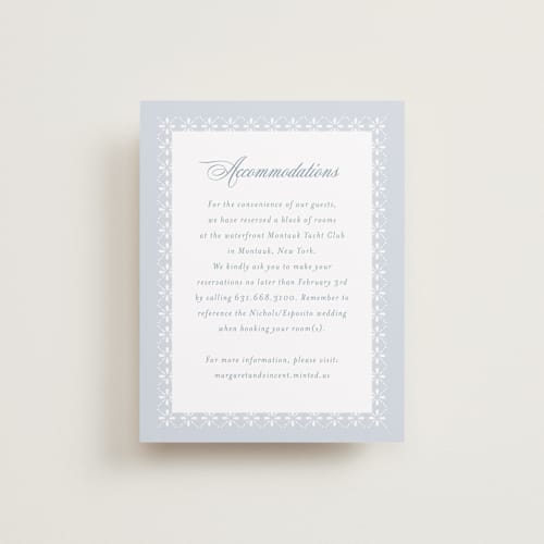 This is a dusty blue enclosure cards with standard by Jennifer Postorino called coastal charm printing on signature in standard