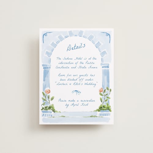 This is a blu enclosure cards with standard by Pati Cascino called giardino printing on signature in standard