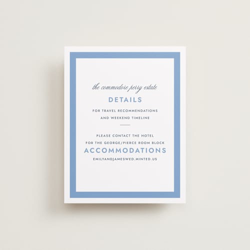 This is a blue bell enclosure cards with standard by Megan Davis called montauk printing on signature in standard