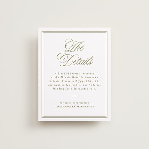 This is a olive enclosure cards with standard by Ellen Schlegelmilch called museo printing on signature in standard