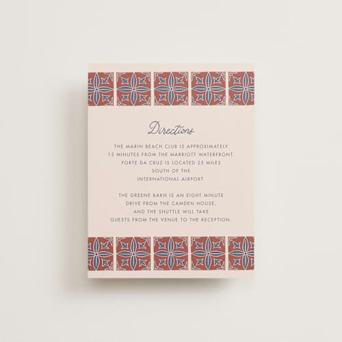 This is a terracotta enclosure cards with standard by Katharine Watson called block print tile printing on signature in standard