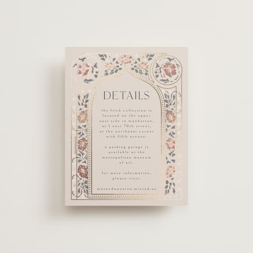 This is a champagne enclosure cards with foil pressed by Ana de Sousa called timeless nature printing on signature in standard