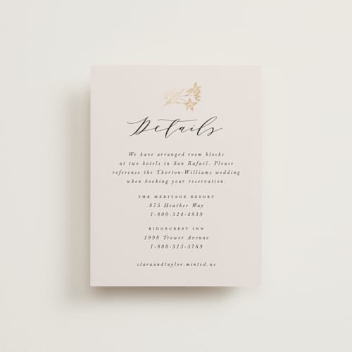 This is a champagne enclosure cards with foil pressed by Leah Bisch called floral border printing on signature in standard