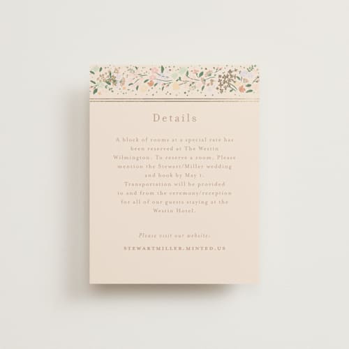 This is a ivory enclosure cards with foil pressed by Jennifer Wick called esther's garden printing on signature in standard