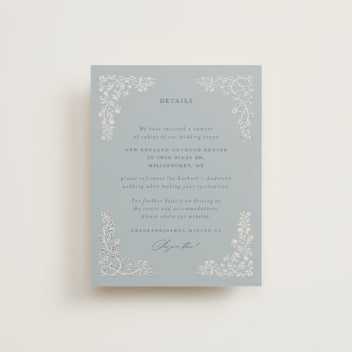 This is a something blue enclosure cards with foil pressed by Gwen Bedat called floral romance printing on signature in standard