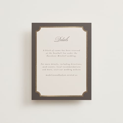 This is a cognac enclosure cards with foil pressed by Emily Betts called arch frame printing on signature in standard