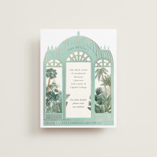 This is a seagreen enclosure cards with foil pressed by Elly called the greenhouse printing on signature in standard