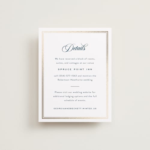 This is a royal navy enclosure cards with foil pressed by Olivia Raufman called anchored printing on signature in standard