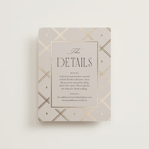This is a champagne enclosure cards with foil pressed by Kristin Oliversen called luxe lines printing on signature in standard
