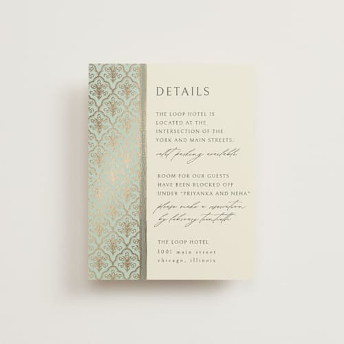 This is a aqua enclosure cards with foil pressed by Pati Cascino called aatreya printing on signature in standard