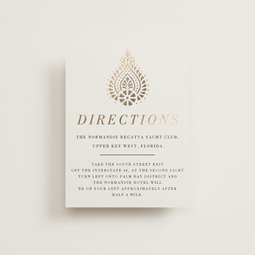 This is a champagne enclosure cards with foil pressed by Oma N. Ramkhelawan called henna stamp printing on signature in standard