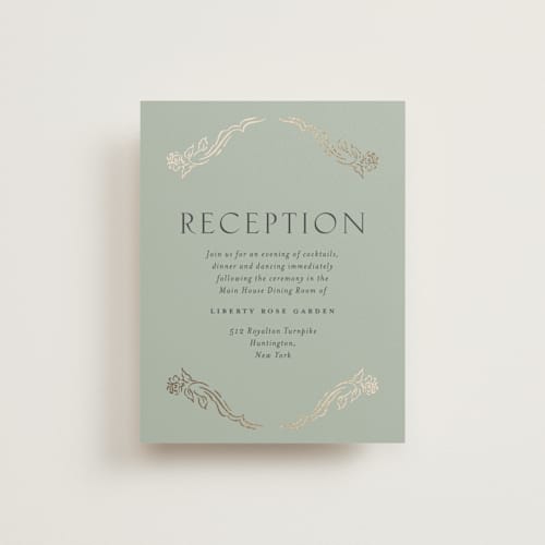 This is a blush meadow foil stamped wedding invitations with foil pressed by Grae called dancing in the garden printing on signature in standard