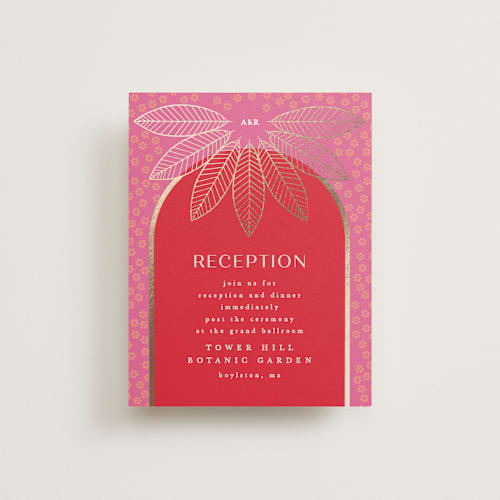 This is a sindoor foil stamped wedding invitations with foil pressed by Creo Study called indian garden printing on signature in standard