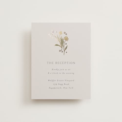 This is a petal foil stamped wedding invitations with foil pressed by Nicoletta Savod called parisian garden printing on signature in standard