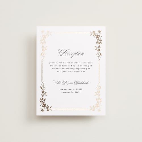 This is a diamond foil stamped wedding invitations with foil pressed by Kate Ahn called lake como printing on signature in standard