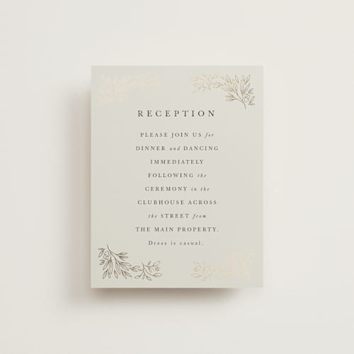 This is a taupe foil stamped wedding invitations with foil pressed by Hannah Williams called foil botanical frame printing on signature in standard