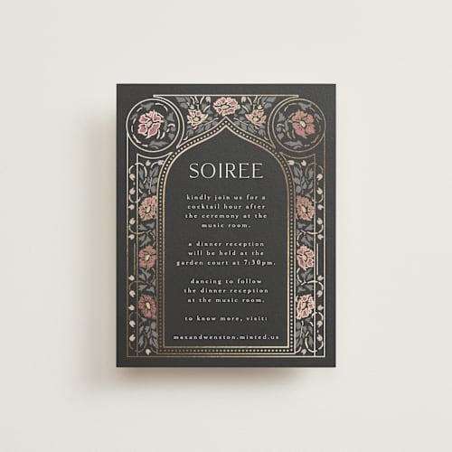 This is a ebony foil stamped wedding invitations with foil pressed by Ana de Sousa called timeless nature printing on signature in standard