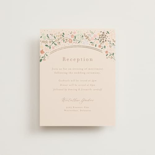 This is a ivory foil stamped wedding invitations with foil pressed by Jennifer Wick called esther's garden printing on signature in standard