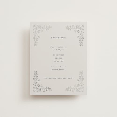 This is a something blue foil stamped wedding invitations with foil pressed by Gwen Bedat called floral romance printing on signature in standard