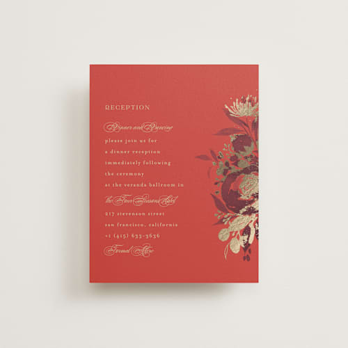 This is a cherry foil stamped wedding invitations with foil pressed by Shannon Chen of Four Wet Feet Studio called happiness printing on signature in standard