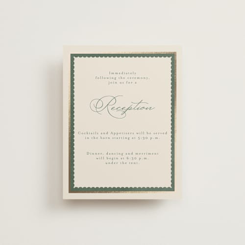 This is a rosemary foil stamped wedding invitations with foil pressed by Emily Betts called vintage oval printing on signature in standard