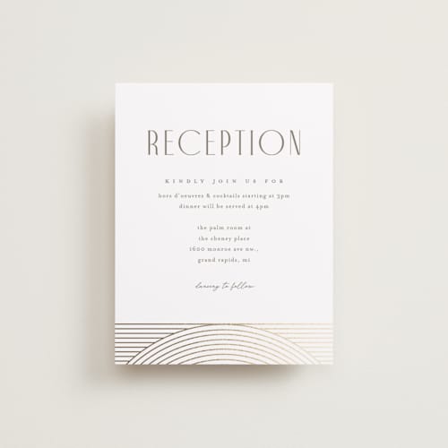 This is a alabaster foil stamped wedding invitations with foil pressed by Pixel and Hank called moderne printing on signature in standard