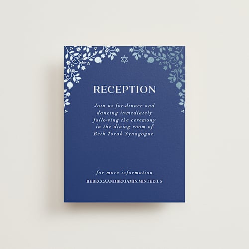 This is a royal foil stamped wedding invitations with foil pressed by Nam Bourassa called pomegranate floral frame printing on signature in standard
