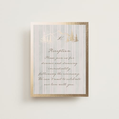 This is a dew foil stamped wedding invitations with foil pressed by Petra Kern called mountain love printing on signature in standard