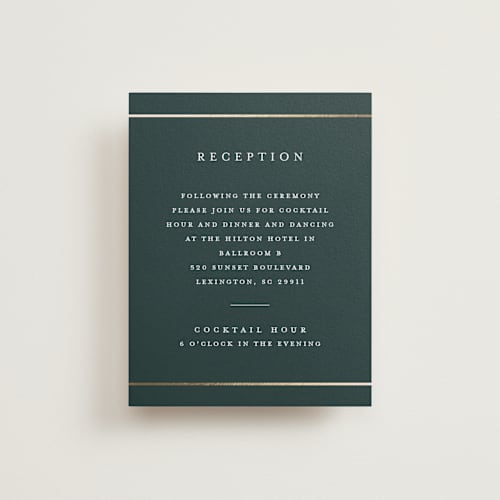 This is a forest foil stamped wedding invitations with foil pressed by Stacey Meacham called style and grace printing on signature in standard