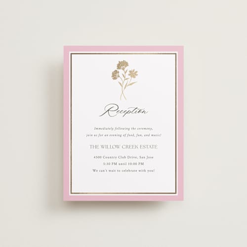 This is a garden foil stamped wedding invitations with foil pressed by Yaling Hou Suzuki called bright garden printing on signature in standard