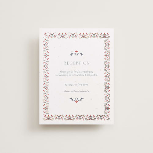 This is a scarlet foil stamped wedding invitations with foil pressed by Sabrin Deirani called islamic arch printing on signature in standard