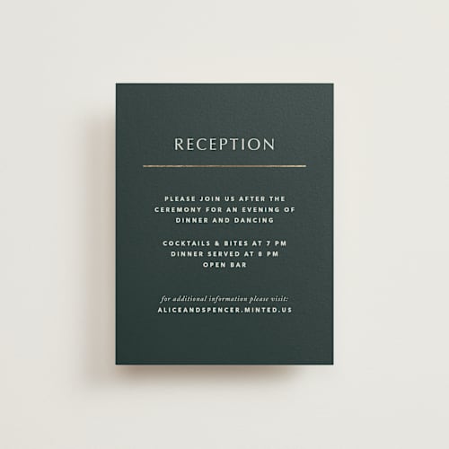 This is a fir foil stamped wedding invitations with foil pressed by Kindred Fields called deco arch printing on signature in standard