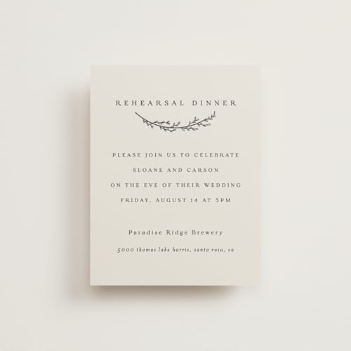 This is a almond reception cards with standard by Brianne Larsen called branched printing on signature in standard