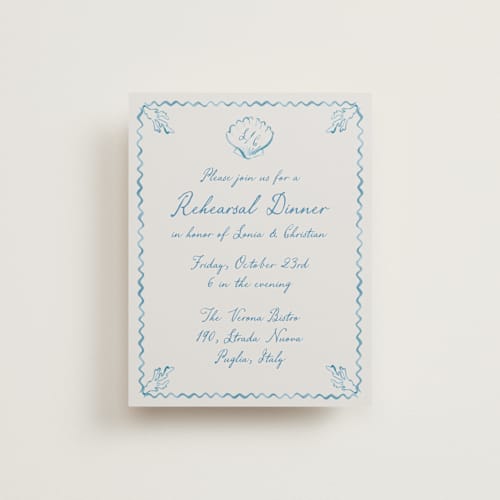 This is a ocean reception cards with standard by Pati Cascino called puglia printing on signature in standard