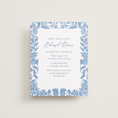 This is a porcelain reception cards with standard by Elly called porcelain floral printing on signature in standard