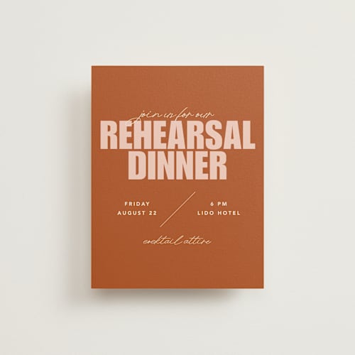 This is a blush reception cards with standard by Stacey Day called typographical poster printing on signature in standard