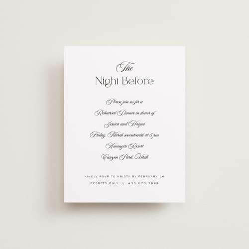 This is a obsidian reception cards with standard by Jennifer Postorino called modern romance printing on signature in standard