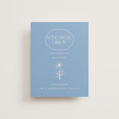 This is a cerulean reception cards with standard by Baumbirdy called flora arch printing on signature in standard