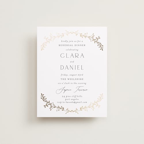 This is a alabaster enclosure cards with foil pressed by Susan Moyal called delicate vine printing on signature in standard