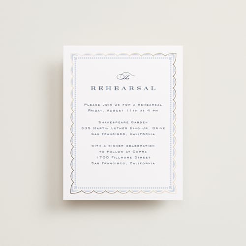 This is a dusty blue enclosure cards with foil pressed by Janean Hinger called aurelia printing on signature in standard