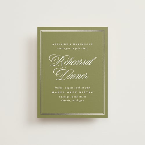 This is a olive enclosure cards with foil pressed by Ellen Schlegelmilch called museo printing on signature in standard