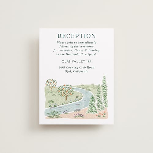 This is a pine reception cards with standard by Paper Sun Studio called river valley printing on signature in standard