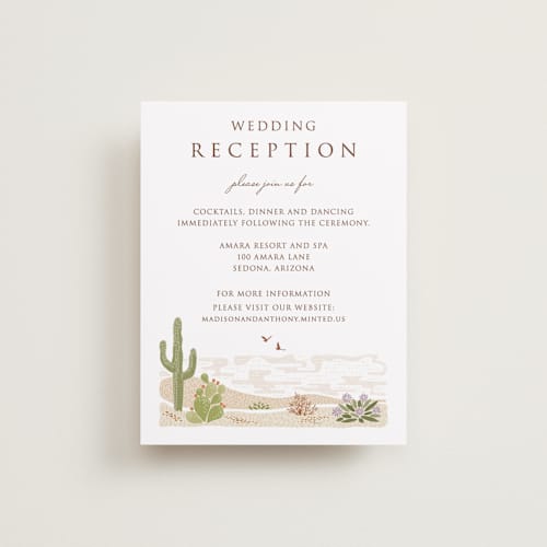 This is a red rock reception cards with standard by Paper Sun Studio called westward printing on signature in standard