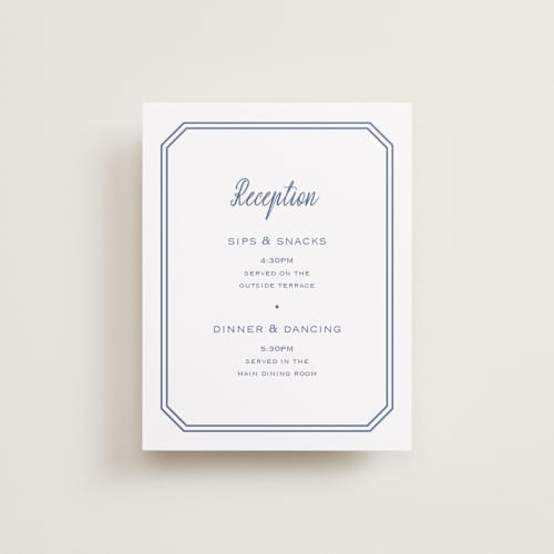 This is a blueberry reception cards with standard by Carolyn MacLaren called deluxe printing on signature in standard