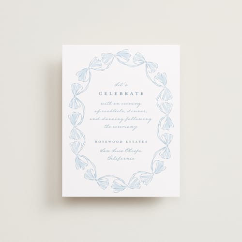 This is a lagoon reception cards with standard by Leah Bisch called bow frame printing on signature in standard