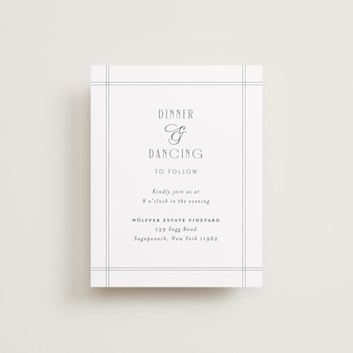 This is a tuxedo reception cards with standard by Nicoletta Savod called black tie elegance printing on signature in standard