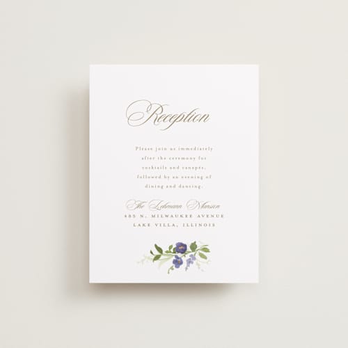 This is a iris reception cards with standard by Everett Paper Goods called wildflower trellis printing on signature in standard