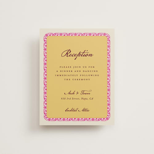 This is a ivory reception cards with standard by Sherley Ferreira called mughal gardens printing on signature in standard