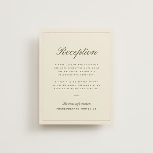 This is a blush reception cards with standard by Ellen Schlegelmilch called hayden printing on signature in standard