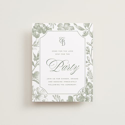 This is a moss reception cards with standard by Kelly Schmidt called woods printing on signature in standard